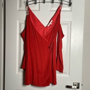 Lovers & friends cold shoulder wrap mini dress